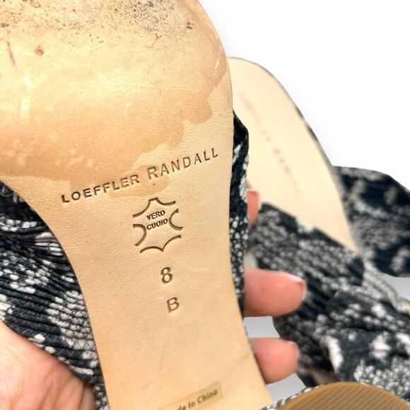 Loeffler Randall Penny Pleated Knot Mule Slip On Sandal Snake Black 8 Women’s - Picture 9 of 11